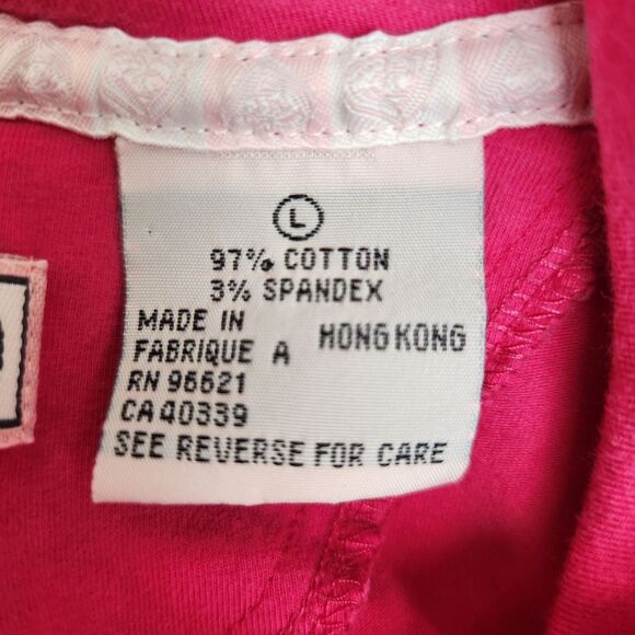 Kate Lord VTG Barbiecore Pink Long Sleeve Top-Crested-Mock Turtle-Y2K Preppy L - Picture 8 of 10